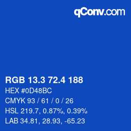 カラーコード: RGB 13.3 72.4 188 | qconv.com