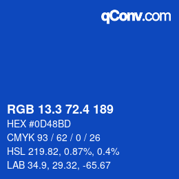 カラーコード: RGB 13.3 72.4 189 | qconv.com