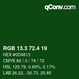 カラーコード: RGB 13.3 72.4 19 | qconv.com