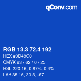 カラーコード: RGB 13.3 72.4 192 | qconv.com