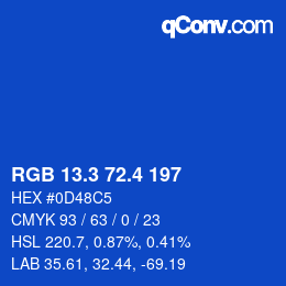カラーコード: RGB 13.3 72.4 197 | qconv.com