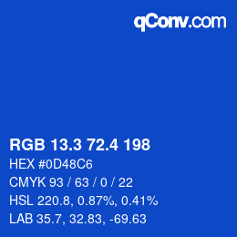 カラーコード: RGB 13.3 72.4 198 | qconv.com
