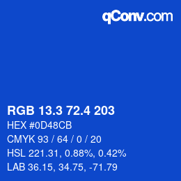カラーコード: RGB 13.3 72.4 203 | qconv.com