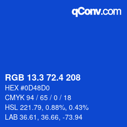 カラーコード: RGB 13.3 72.4 208 | qconv.com