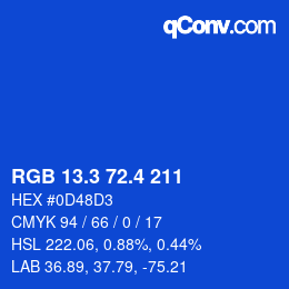 カラーコード: RGB 13.3 72.4 211 | qconv.com