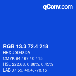 カラーコード: RGB 13.3 72.4 218 | qconv.com