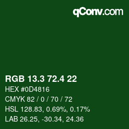 カラーコード: RGB 13.3 72.4 22 | qconv.com