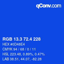 カラーコード: RGB 13.3 72.4 228 | qconv.com
