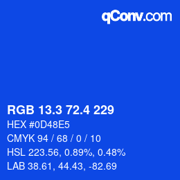 カラーコード: RGB 13.3 72.4 229 | qconv.com