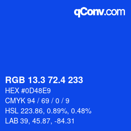 カラーコード: RGB 13.3 72.4 233 | qconv.com