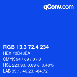 カラーコード: RGB 13.3 72.4 234 | qconv.com