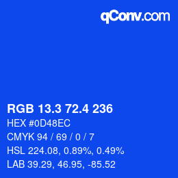 カラーコード: RGB 13.3 72.4 236 | qconv.com