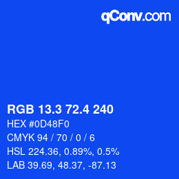 カラーコード: RGB 13.3 72.4 240 | qconv.com