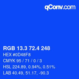 カラーコード: RGB 13.3 72.4 248 | qconv.com