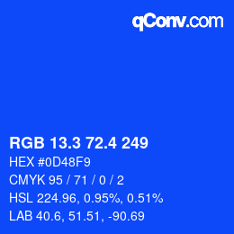 カラーコード: RGB 13.3 72.4 249 | qconv.com