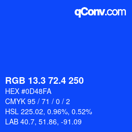 カラーコード: RGB 13.3 72.4 250 | qconv.com