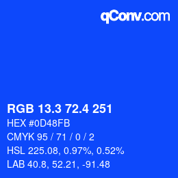 カラーコード: RGB 13.3 72.4 251 | qconv.com