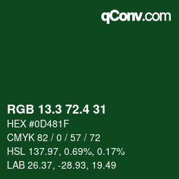 カラーコード: RGB 13.3 72.4 31 | qconv.com