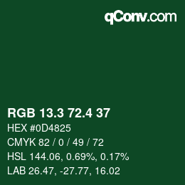 カラーコード: RGB 13.3 72.4 37 | qconv.com