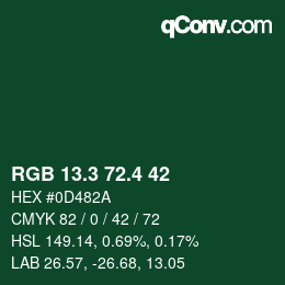 カラーコード: RGB 13.3 72.4 42 | qconv.com
