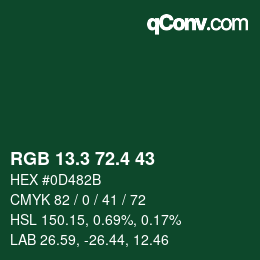 カラーコード: RGB 13.3 72.4 43 | qconv.com