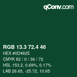 カラーコード: RGB 13.3 72.4 46 | qconv.com