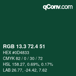 カラーコード: RGB 13.3 72.4 51 | qconv.com