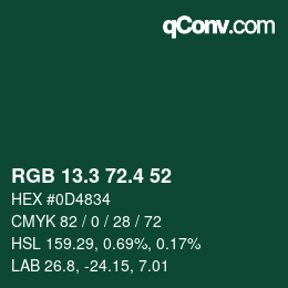 カラーコード: RGB 13.3 72.4 52 | qconv.com