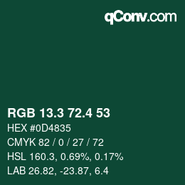 カラーコード: RGB 13.3 72.4 53 | qconv.com