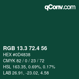 カラーコード: RGB 13.3 72.4 56 | qconv.com