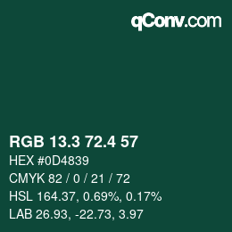 カラーコード: RGB 13.3 72.4 57 | qconv.com