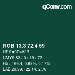 カラーコード: RGB 13.3 72.4 59 | qconv.com