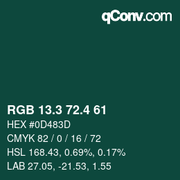 カラーコード: RGB 13.3 72.4 61 | qconv.com