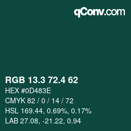 カラーコード: RGB 13.3 72.4 62 | qconv.com