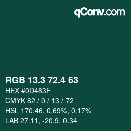 カラーコード: RGB 13.3 72.4 63 | qconv.com
