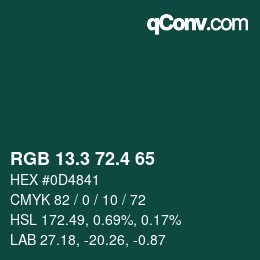 カラーコード: RGB 13.3 72.4 65 | qconv.com