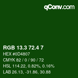 カラーコード: RGB 13.3 72.4 7 | qconv.com