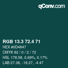 カラーコード: RGB 13.3 72.4 71 | qconv.com