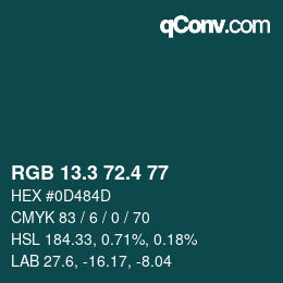 カラーコード: RGB 13.3 72.4 77 | qconv.com