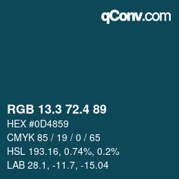 カラーコード: RGB 13.3 72.4 89 | qconv.com