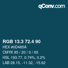 カラーコード: RGB 13.3 72.4 90 | qconv.com