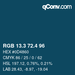 カラーコード: RGB 13.3 72.4 96 | qconv.com