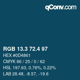 カラーコード: RGB 13.3 72.4 97 | qconv.com