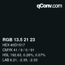 Color code: RGB 13.5 21 23 | qconv.com