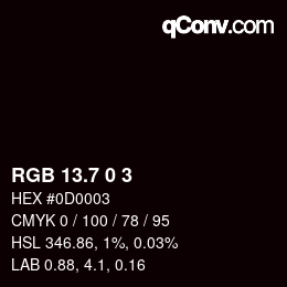 カラーコード: RGB 13.7 0 3 | qconv.com