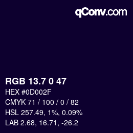 カラーコード: RGB 13.7 0 47 | qconv.com