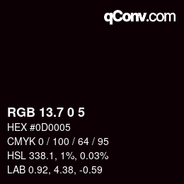 カラーコード: RGB 13.7 0 5 | qconv.com