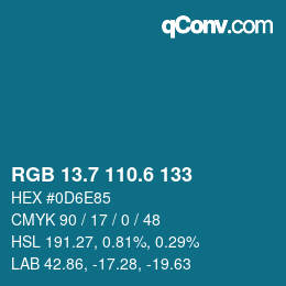 カラーコード: RGB 13.7 110.6 133 | qconv.com
