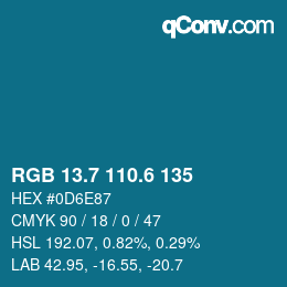 カラーコード: RGB 13.7 110.6 135 | qconv.com