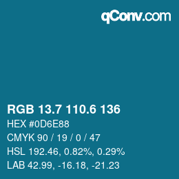 カラーコード: RGB 13.7 110.6 136 | qconv.com